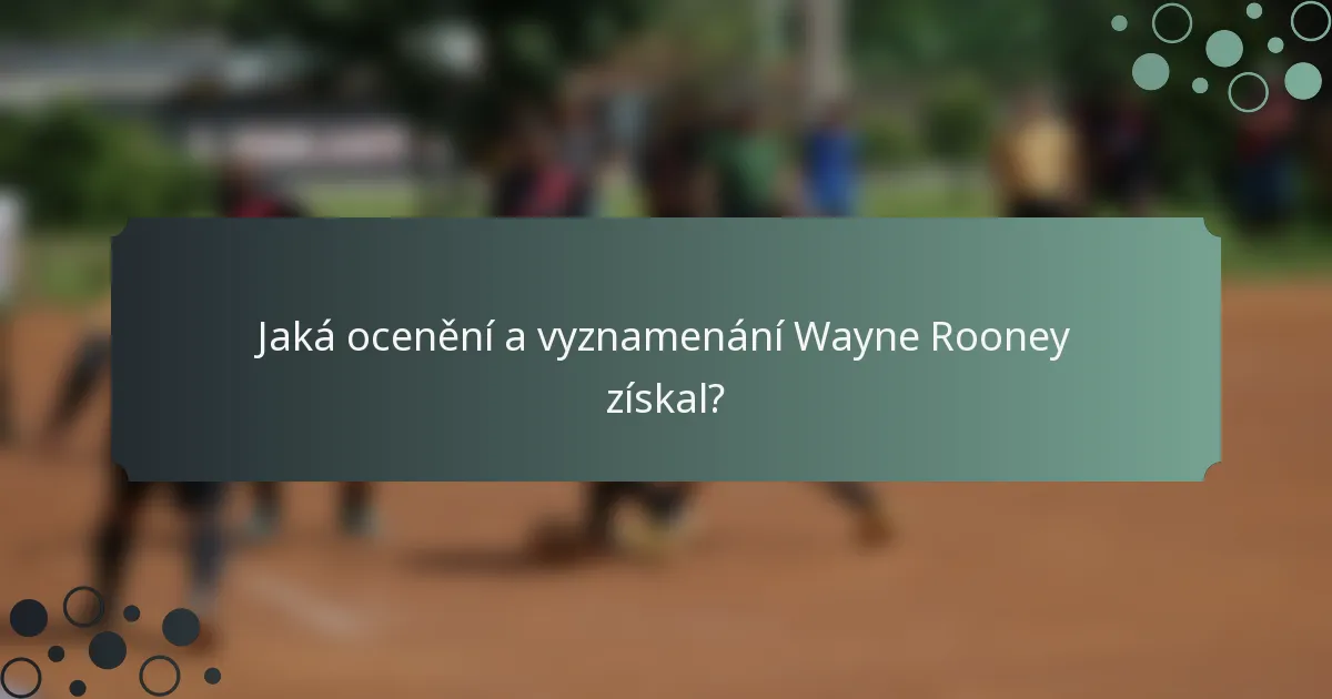 Jaká ocenění a vyznamenání Wayne Rooney získal?