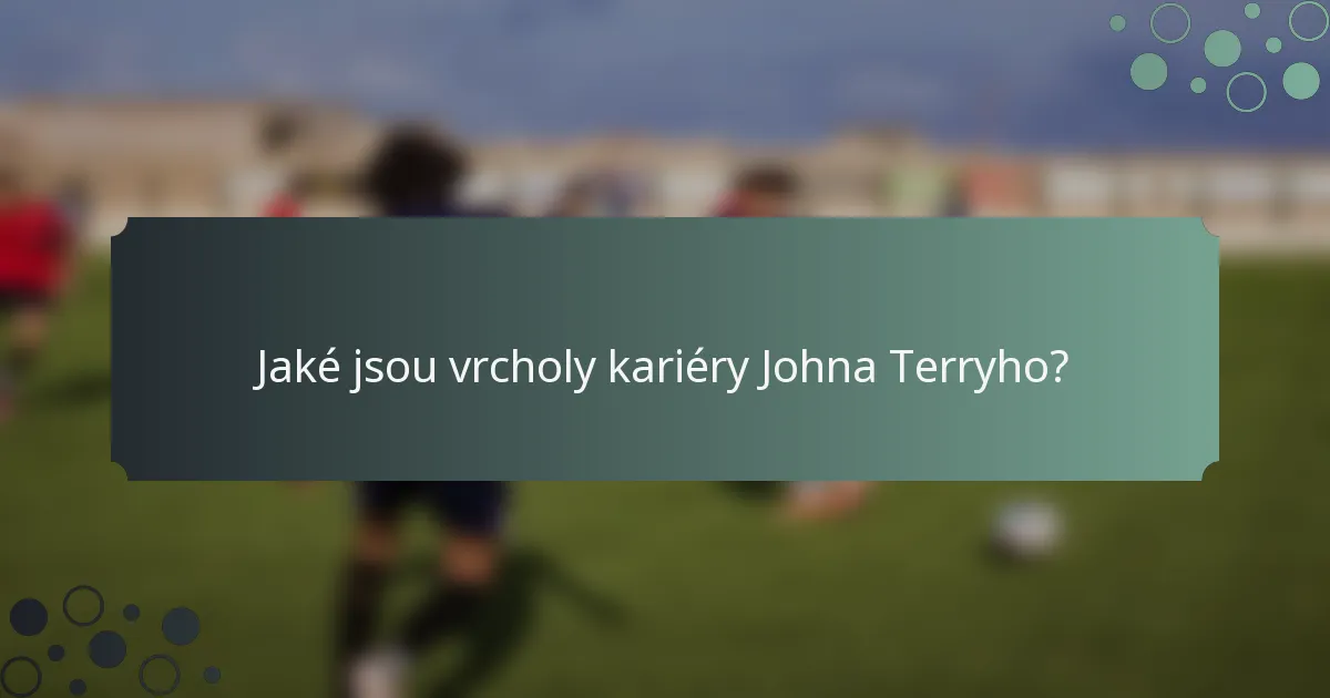 Jaké jsou vrcholy kariéry Johna Terryho?